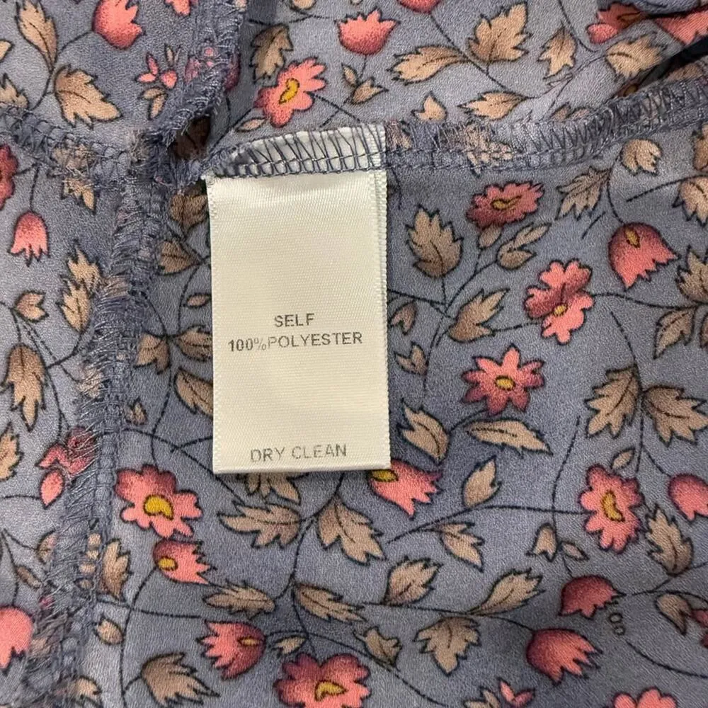 Soprano Dusty Gray Floral Wrap Dress Womens XS Sleeveless TieFront Ruffle Bottom - Image 6