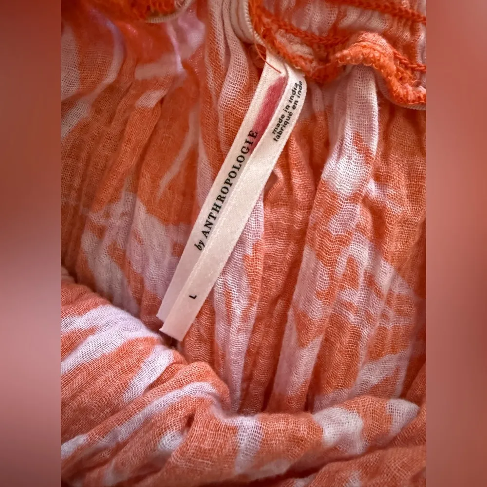 By Anthropologie Printed Gauze Mini Skirt Flowy Pink Orange White Size Large - Image 8