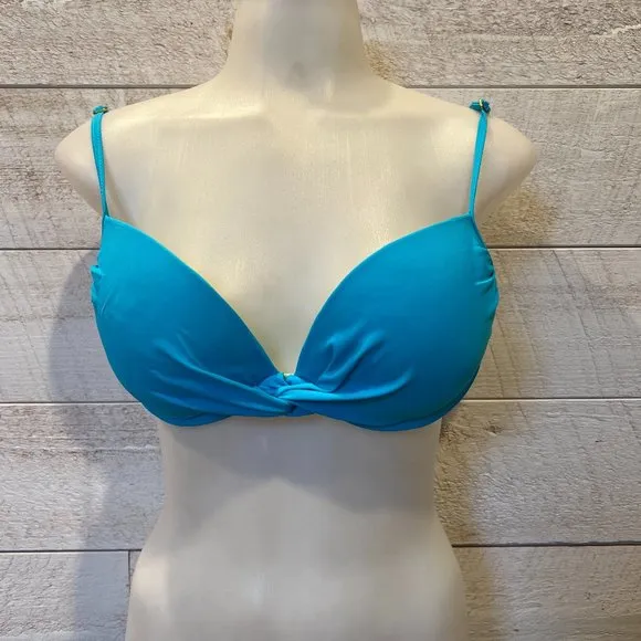 Ymi  Women's Light Blue Twist Front Padded Bikini Top Size XL - Image 6