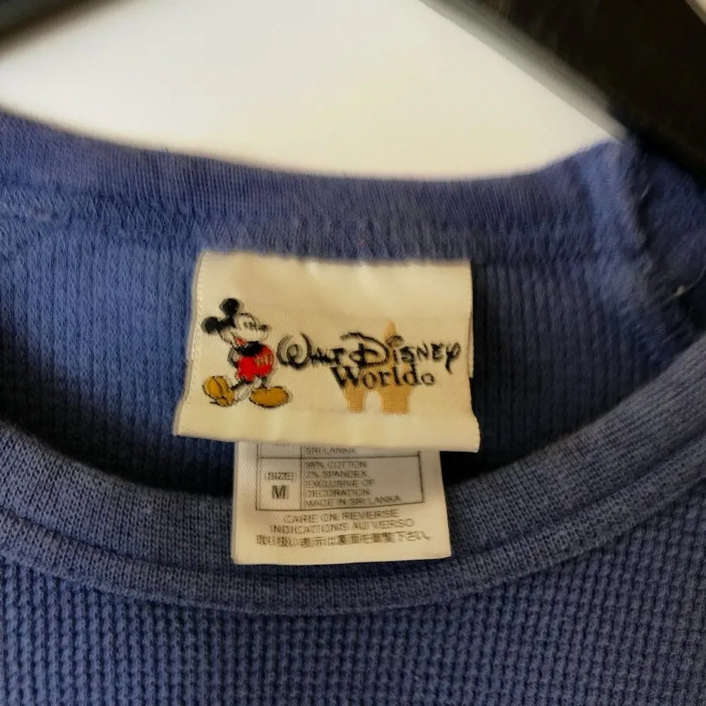 Vintage Walt Disney World Mickey Mouse Shirt Thermal Graphic Blue Medium M - Image 11
