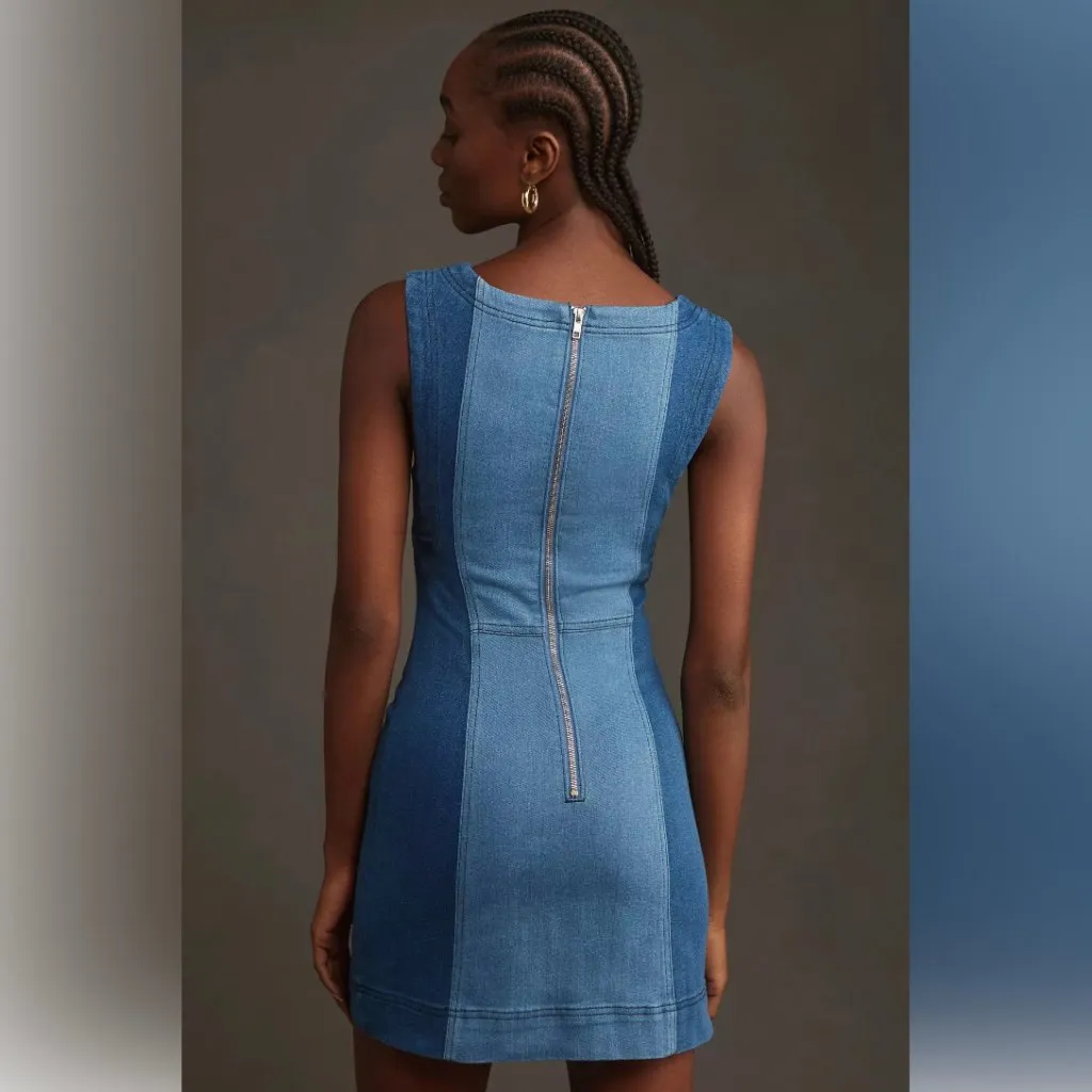 NWT Pilcro The Kendall Sleeveless Mini Dress Denim Edition Anthropologie Size 0 Blue - Image 3