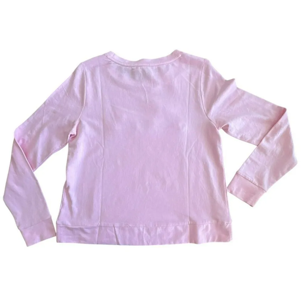 Cotton Rami Sweatshirt Top Small Pink Blossom Love Graphic NWT - Image 7