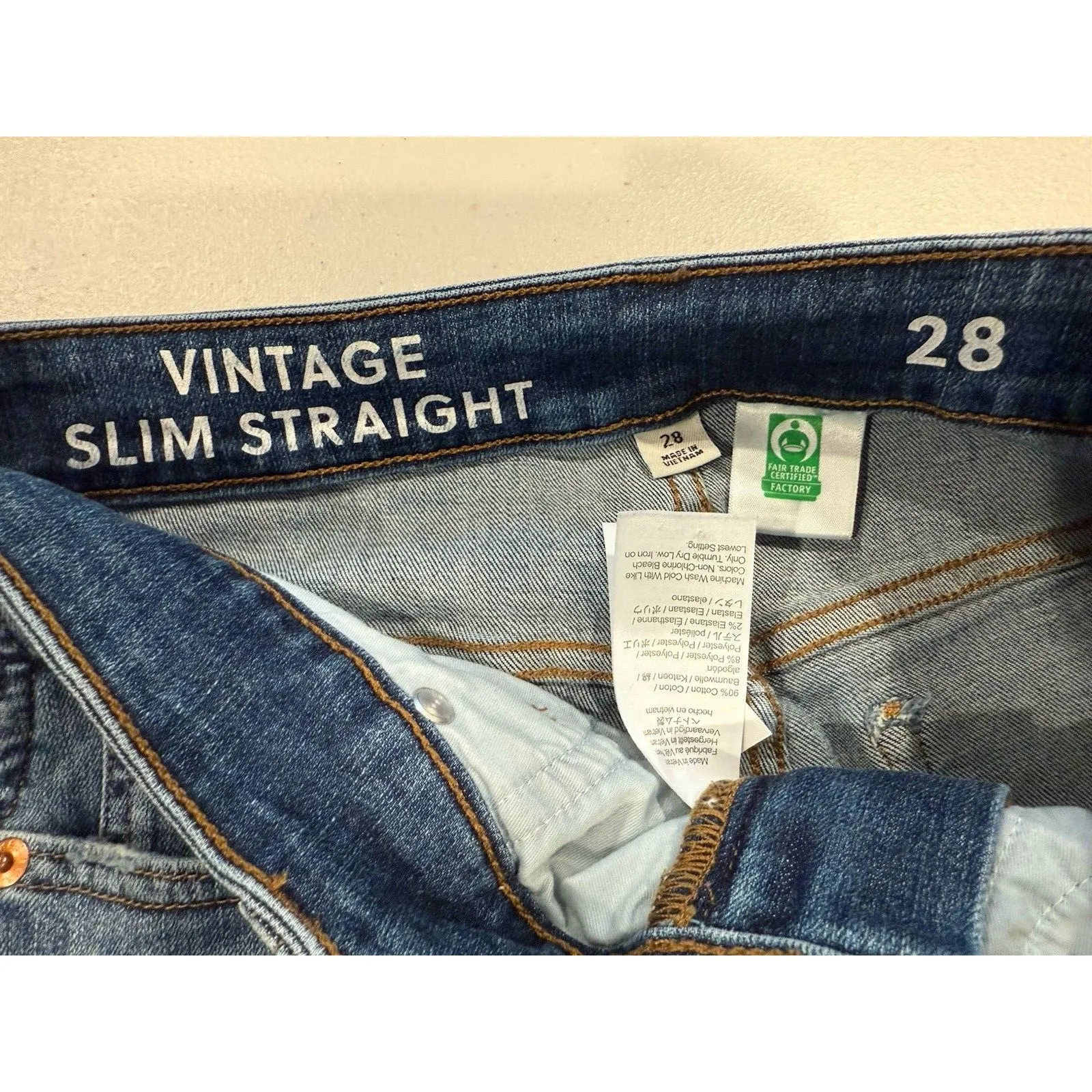 J Crew Vintage Slim Straight Jeans Womens 27" High Rise Stretch Travel Cotton Blue - Image 3