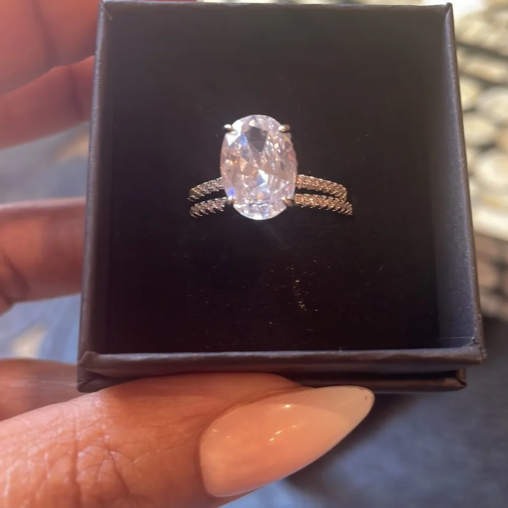 5 carat CZ 14k plated Oval - Image 4