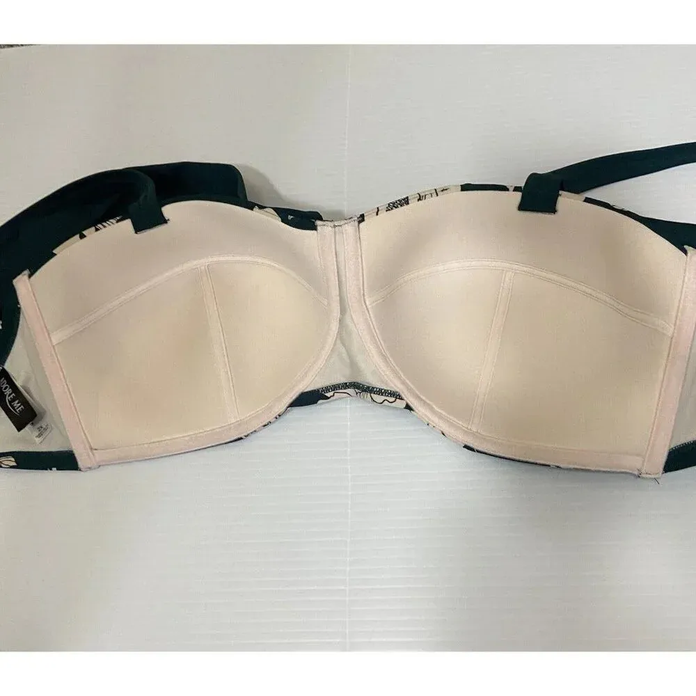 ADORE ME Green & Pale‎ Pink Floral Bikini Top Swimsuit Bathing Suit | Size 2X - Image 5