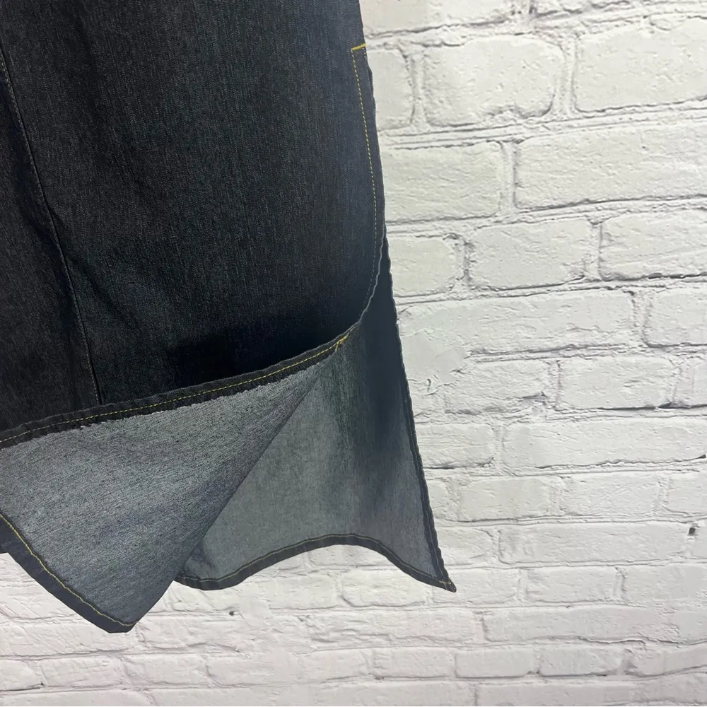 Bisou Bisou Dark Wash A-Line Denim Maxi Skirt with Side Slit Size 10 (B19) - Image 3