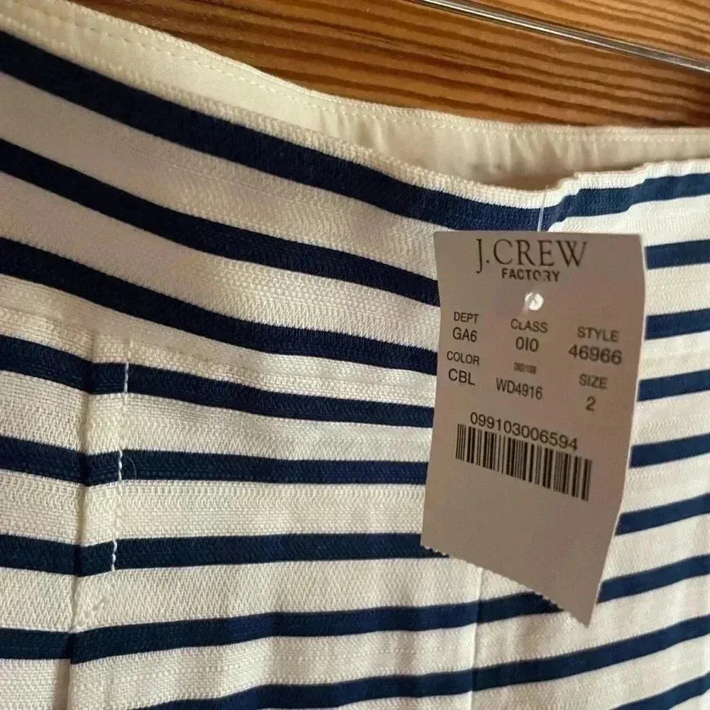J. Crew Dapper Linen Blend Nautical Navy Stripe Shorts NWT size 2 - Image 3