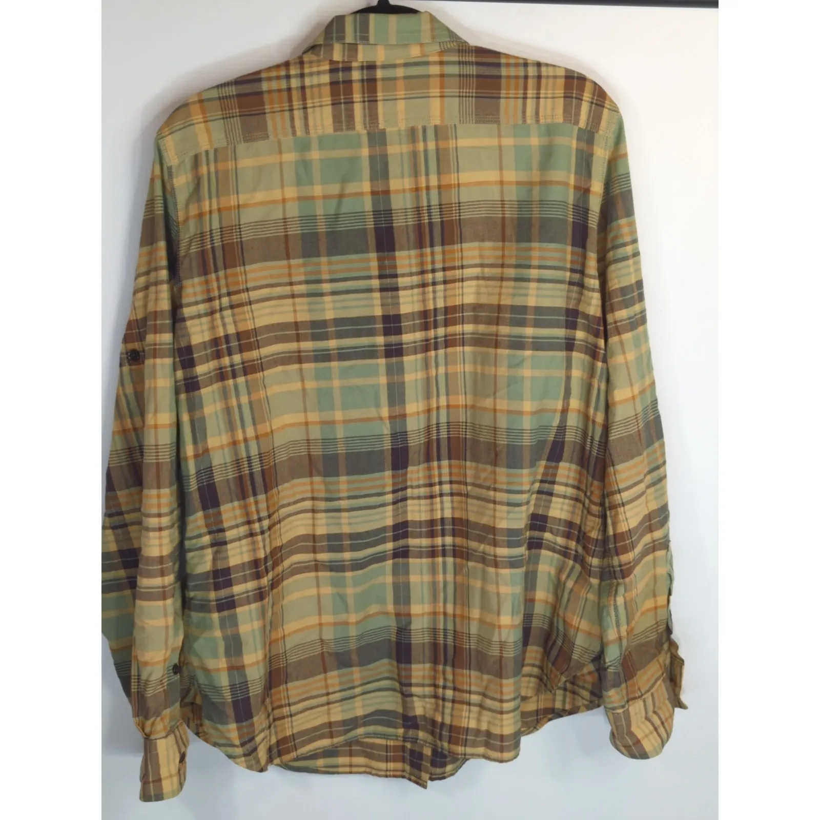 LRL Lauren Jeans Co. Yellow Blue Plaid Button Up Top Womens L Preppy Cottagecore Size L - Image 4