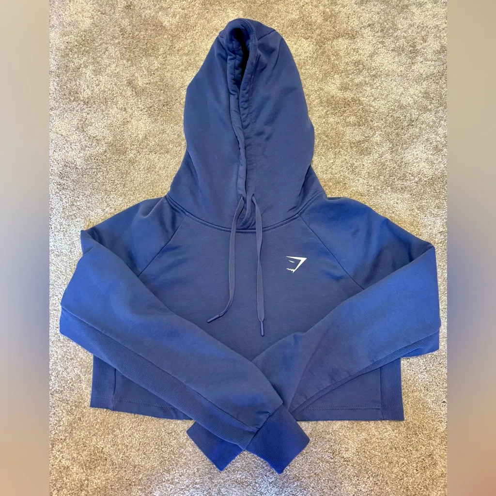 GymShark Cropped Hoodie. Slate blue. Size Small. - Image 6