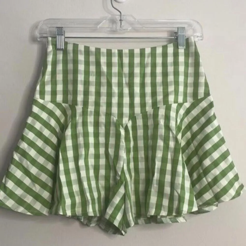 Shein Green Gingham Crop Top and Flowy Short Romper 2 Piece Set Cottagecore - Image 11