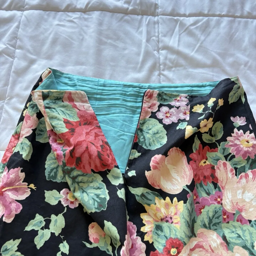 Vintage 90s Y2K Womens 10 Floral Skirt Beaded Coquette Dainty Romantic Fairy 80s Black - Image 8