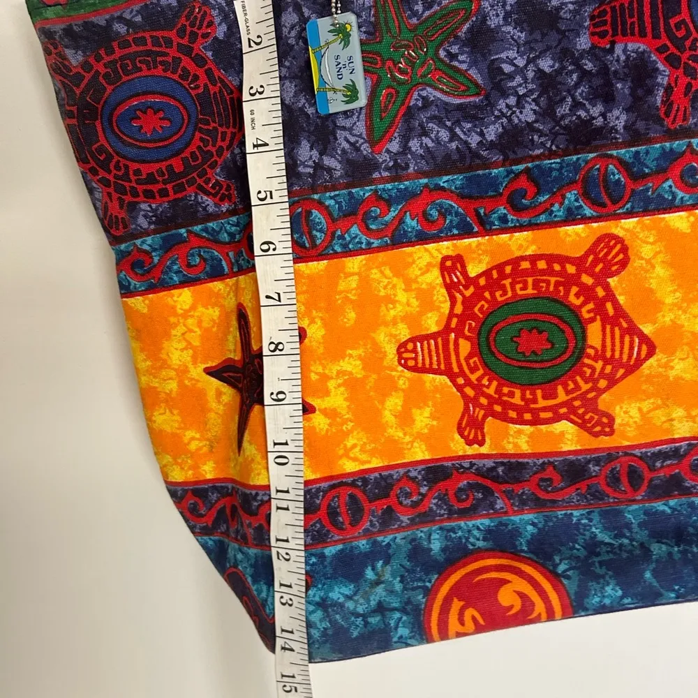 Tote Vibrant Blue and Orange Bohemian Beautiful! Very well built/heavy/quality - Image 6