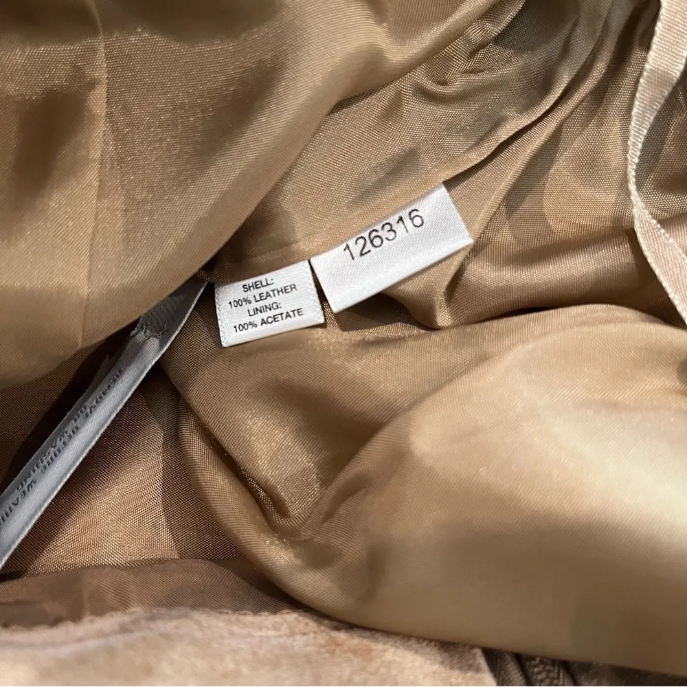 Ann Taylor Loft 100% Leather Suede Tan Beige Pleated Hem Skirt, Sz 2 - Image 13