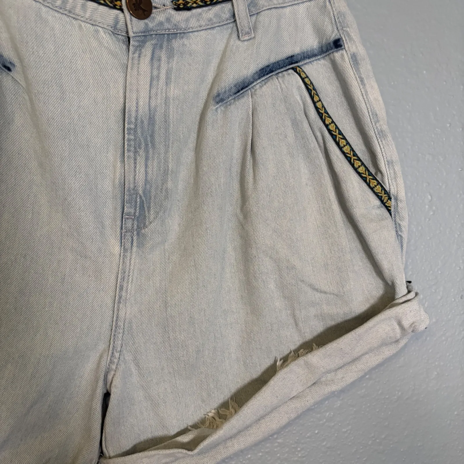 One Teaspoon Streetwalkers High‎ Waist 80S Fit Denim Shorts Aztec Blue Size 30 - Image 8