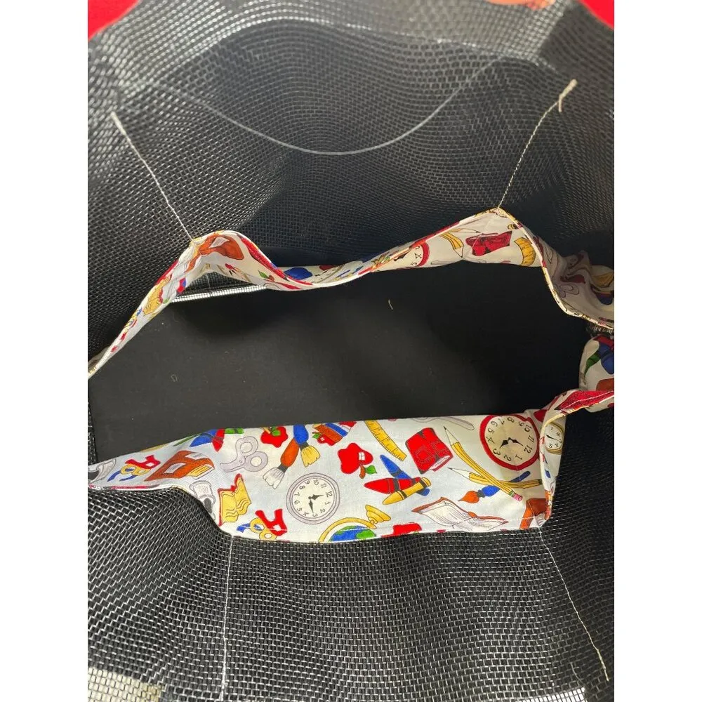 Colorful Womens Large Mesh Tote Bag SKU 7552 Black - Image 6