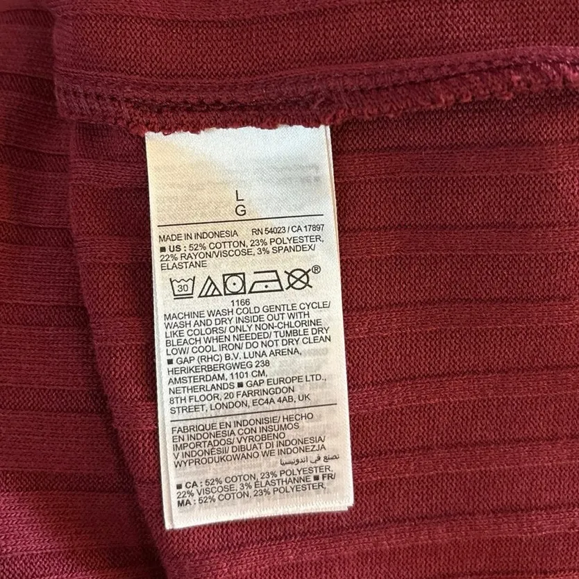 NEW Old Navy Size L Ballet Knit Mini Dress Ribbed Long Sleeves Wine Country - Image 4