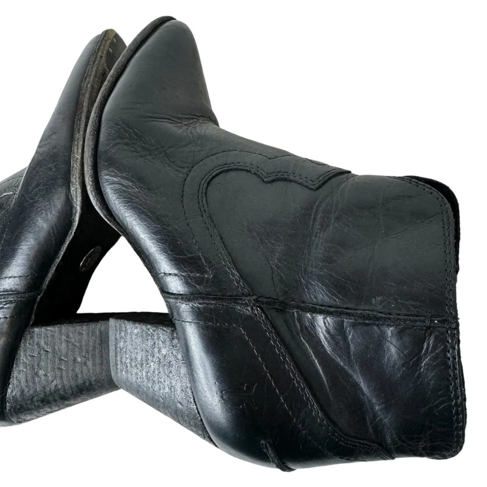 FRYE Renee Seam Short Booties Black Leather 7 - Image 11