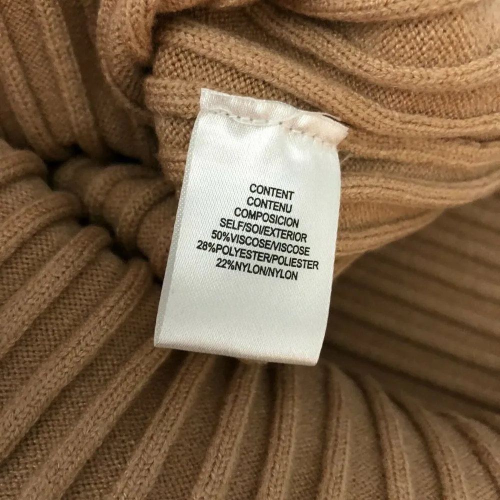 WAYF Midi Sweater Dress Ribbed Knit Slit Low Back Long Sleeve Beige Size XS - Image 6