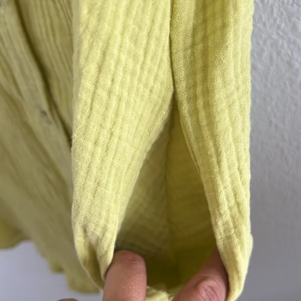 Magaschoni Muted Yellow 100% Organic Cotton Gauzy Dress Boho Lagenlook Small - Image 7