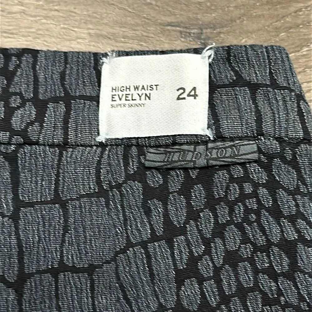 Hudson Evelyn High Waist Skinny Pants Snake‎ Charmer Gray Black Size 24 - Image 12