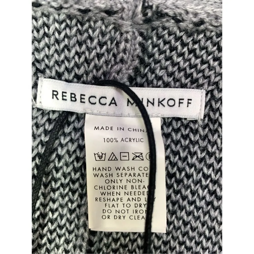 -3. Rebecca Minkoff Women's Colorblock Ruana Poncho Cape Sweater Black Gray OS N - Image 4