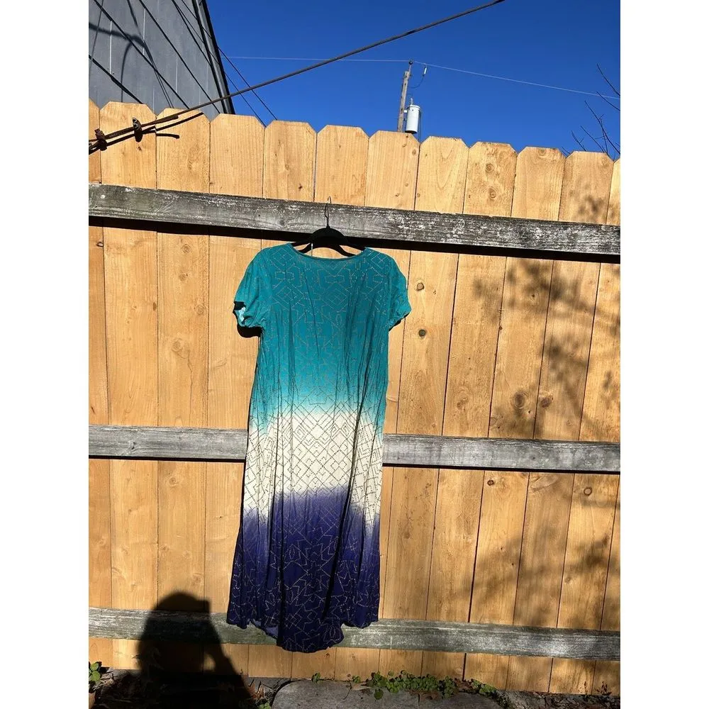 Akkriti Womens Blue Purple Gold Boho Fairy Dress Size XL Summer Short‎ Sleeve - Image 5