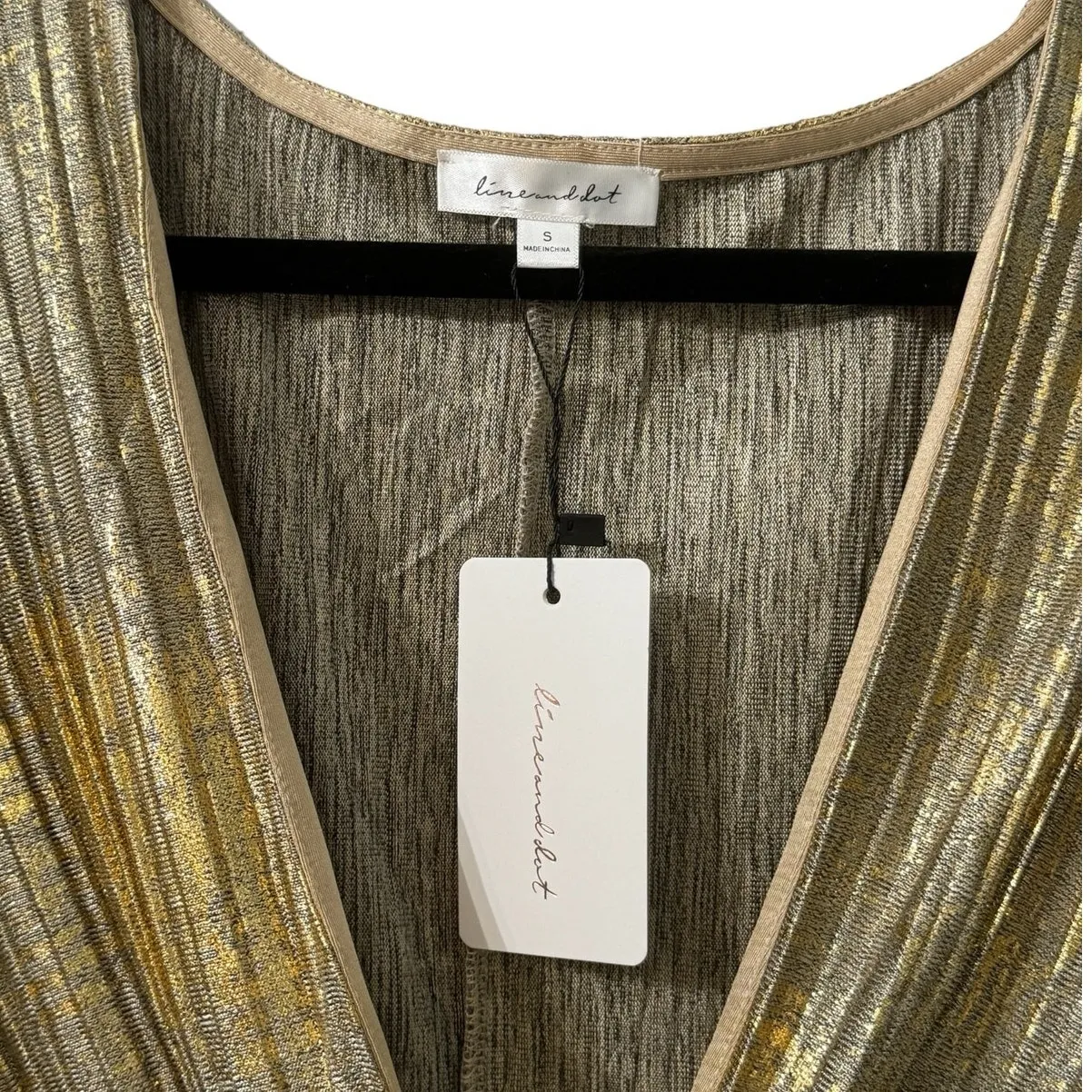 NWT! Line & Dot Naomi Gold Festive Shiny Body Suit - Size Small - Image 7