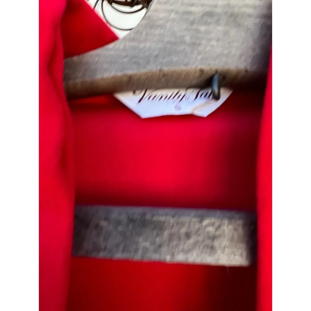 Vanity Fair red blue fleece velvet color block long bathrobe house coat SMALLa - Image 6