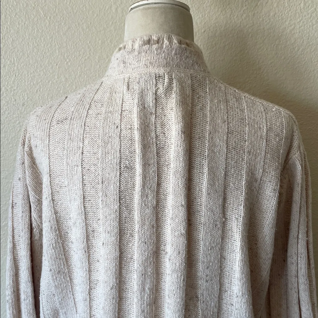 Woolrich Sweater XL Cream Wool Blend 1/4 Zip Textured Embroidered Pullover - Image 6