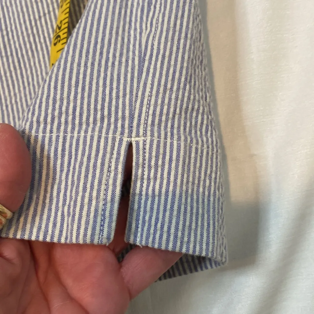 12 L.L. Bean Stripe Blue White Capris 14 Petite Wide Leg Office Minimalist Size 14P - Image 5