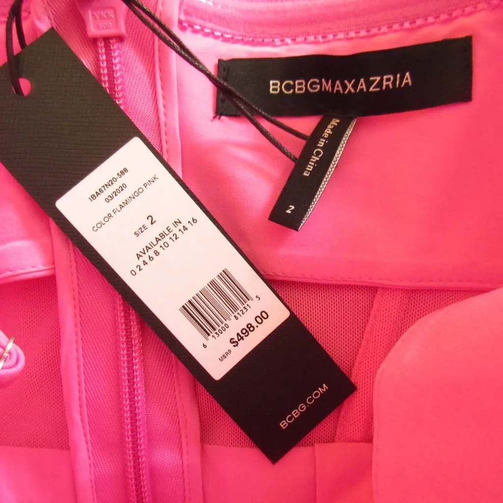 NWT BCBG MaxAzria Oly Corset Gown in Flamingo Pink Tiered Ruffle Tulle Dress 2 - Image 7