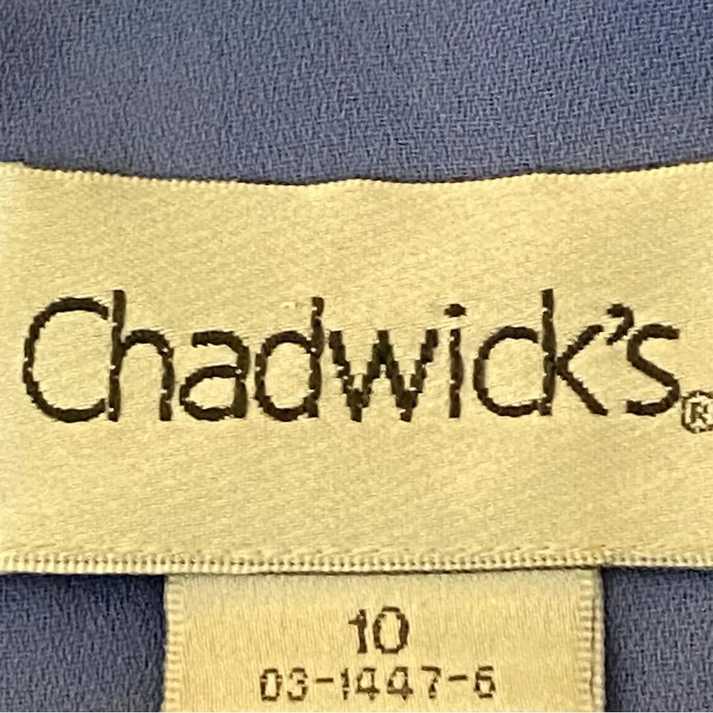 CHADWICK’S periwinkle with cream abstract roses/leaves maxi dress. Size 10. EUC - Image 9