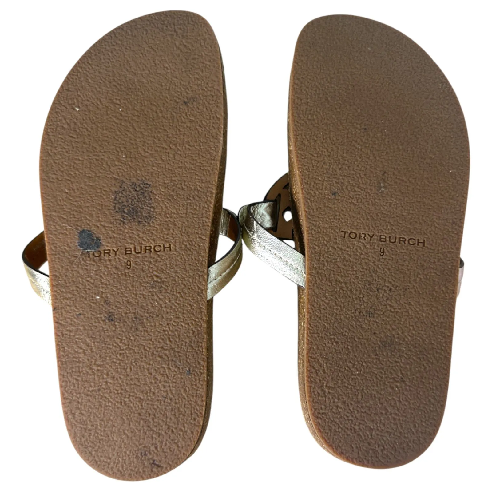 Tory Burch Miller Cloud Leather Thong Sandals Gold Size 9 - Image 6