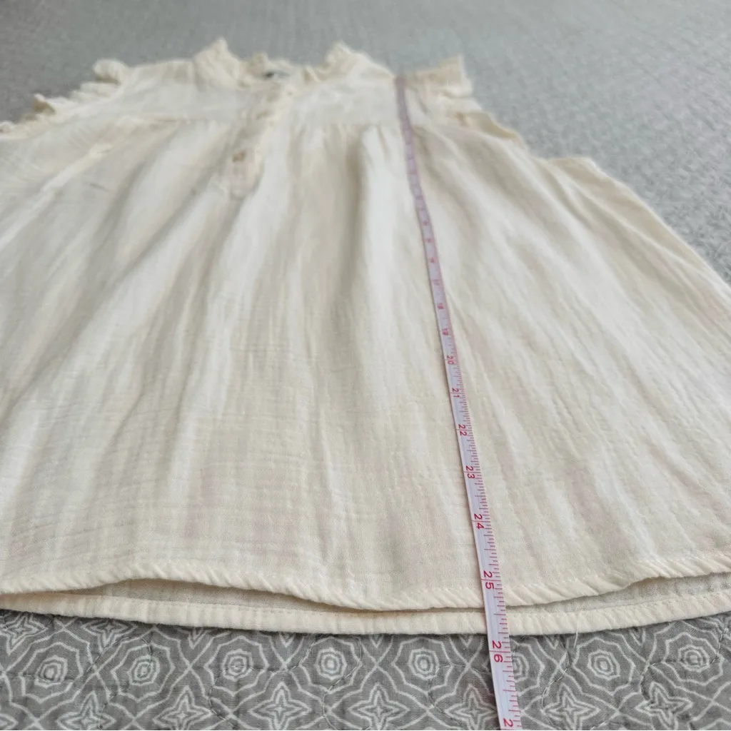 J. Crew Cream Gauze Smocked Ruffleneck Sleeveless Cotton Top Size XL - Image 9