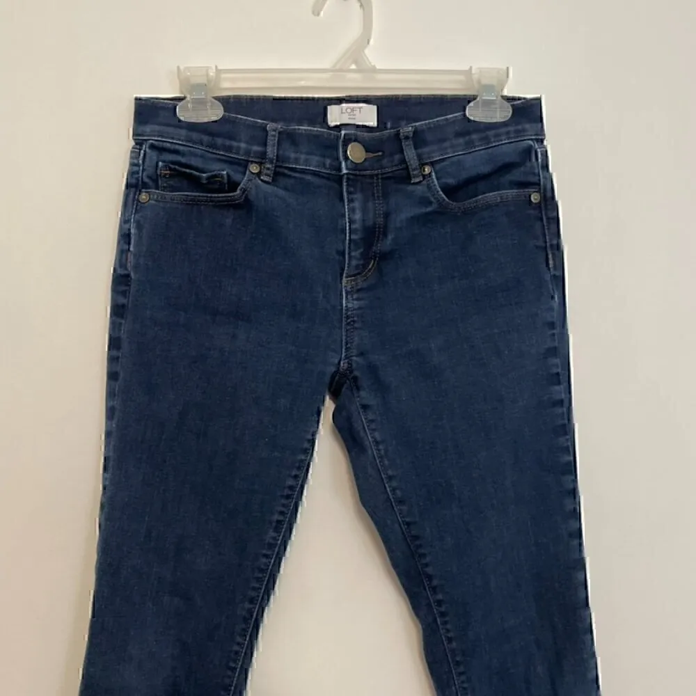 ANN TAYLOR LOFT Outlet Modern Skinny Dark Wash Cotton Blend Jeans PETITE 4 / 4P - Image 3