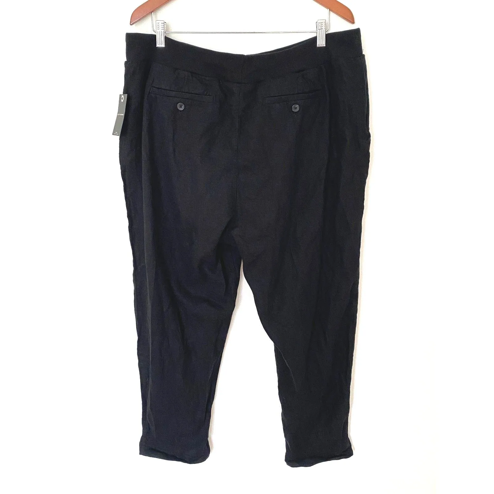 NWT Lucky Brand Black Linen Blend Utility Drawstring Pull-Up Pants Sz XL - Image 3