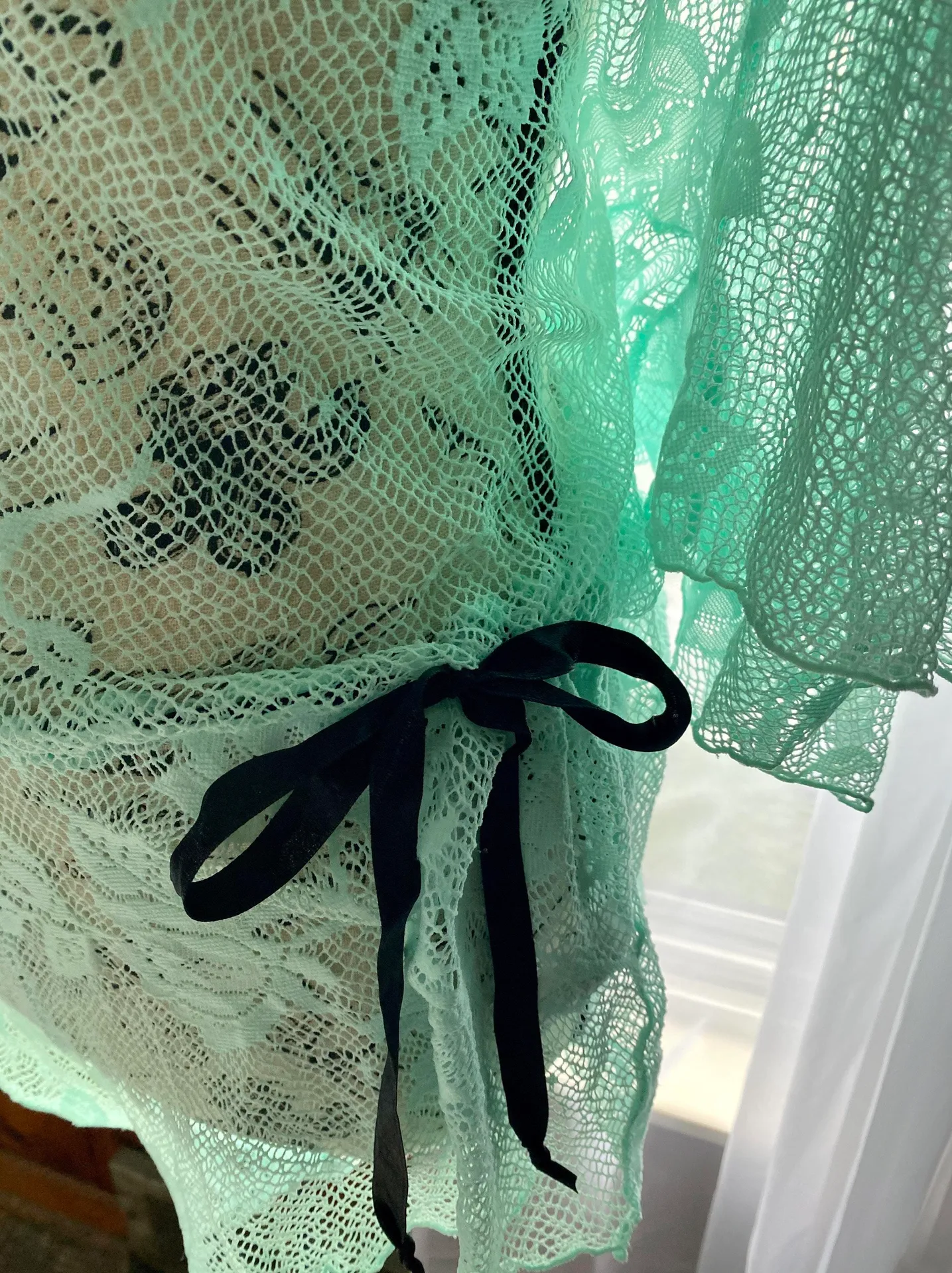 Lace And Satin Romper Teddy Lingerie Green Size 3X - Image 2