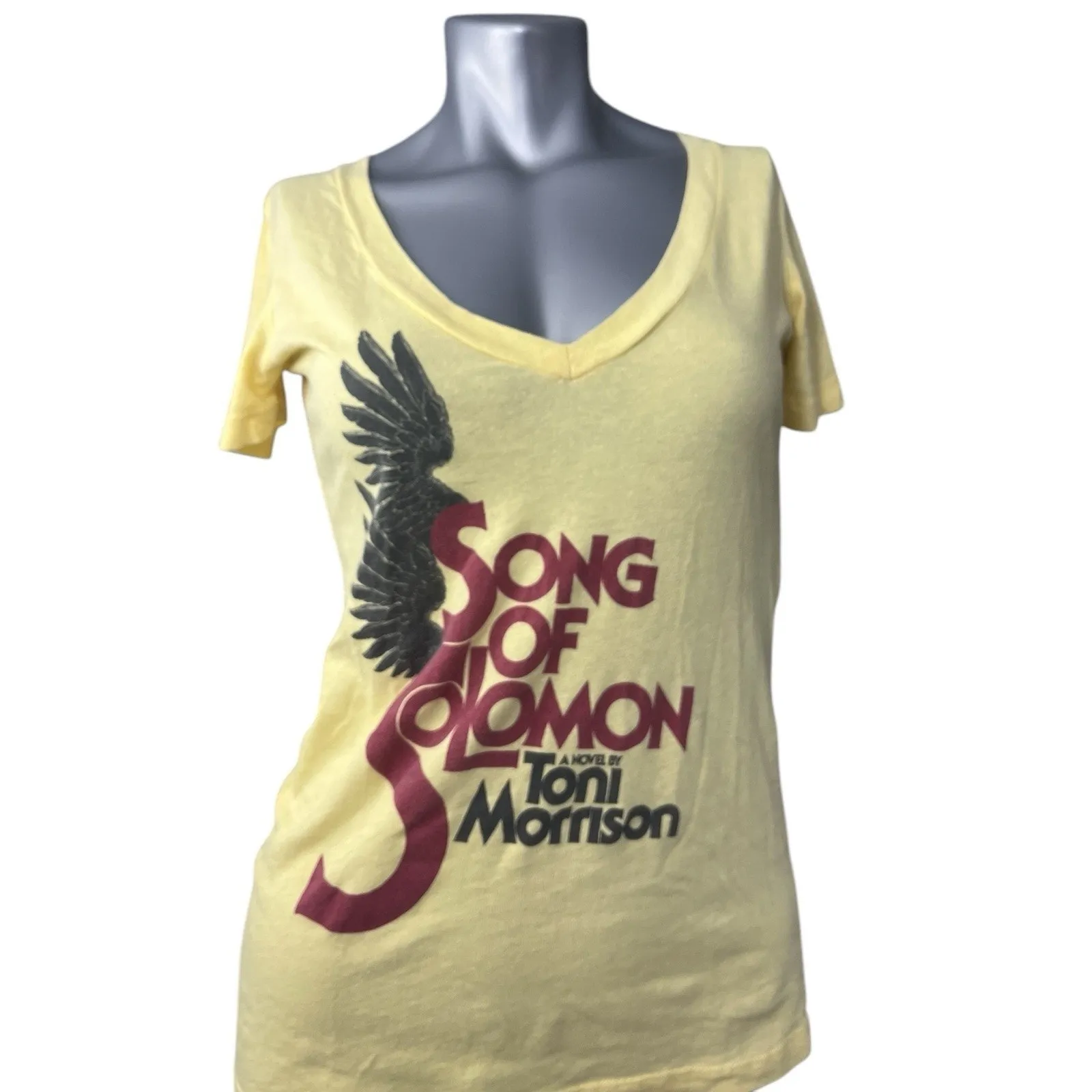 Song Of Solomon T-shirt Toni Morrison Yellow Red V-neck Medium Book Gift Author - Image 4