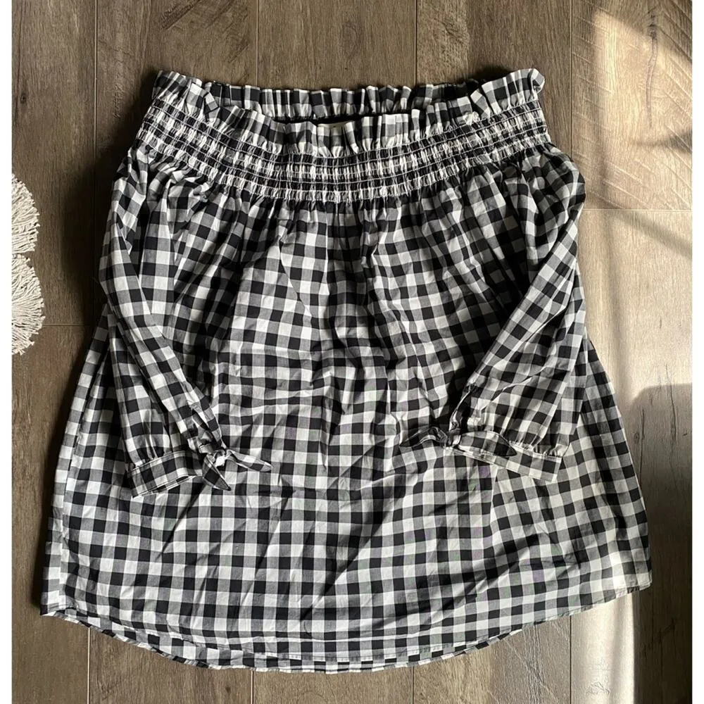 NWOT Kate Spade off the shoulder top black gingham  S - Image 2