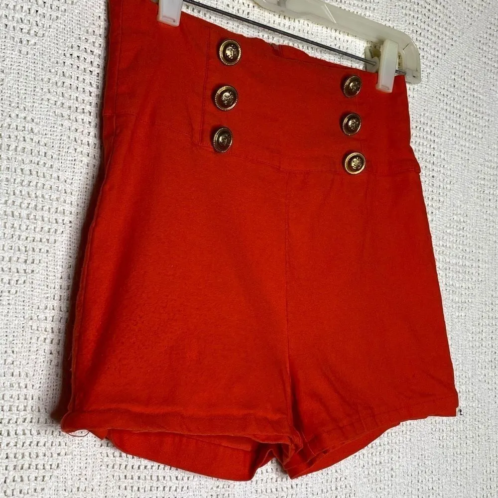 Toska Shorts Red With‎ Gold Buttons - Image 6