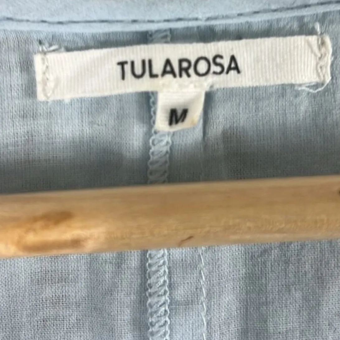 Tularosa Rocky Wrap Dress Womens M Pastel Blue Eyelet Embroidered Cottagecore - Image 6