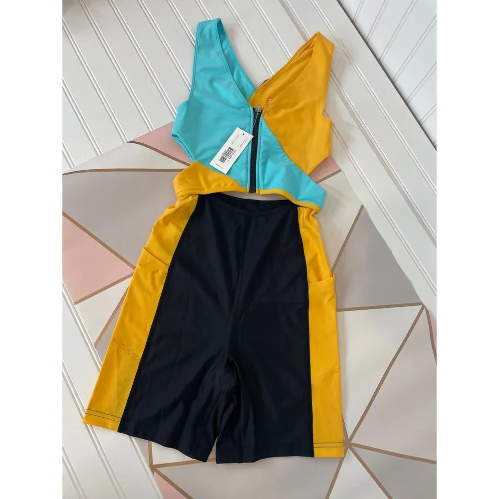 NWT Outdoor Voices Splashknit Bodysuit Multicolor Colorblocked Cut Out Size XS - Image 2