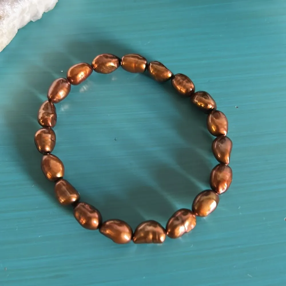 Freshwater Baroque Dyed Pearl Stretch Bracelets 5 Piece Set Gray - Image 7