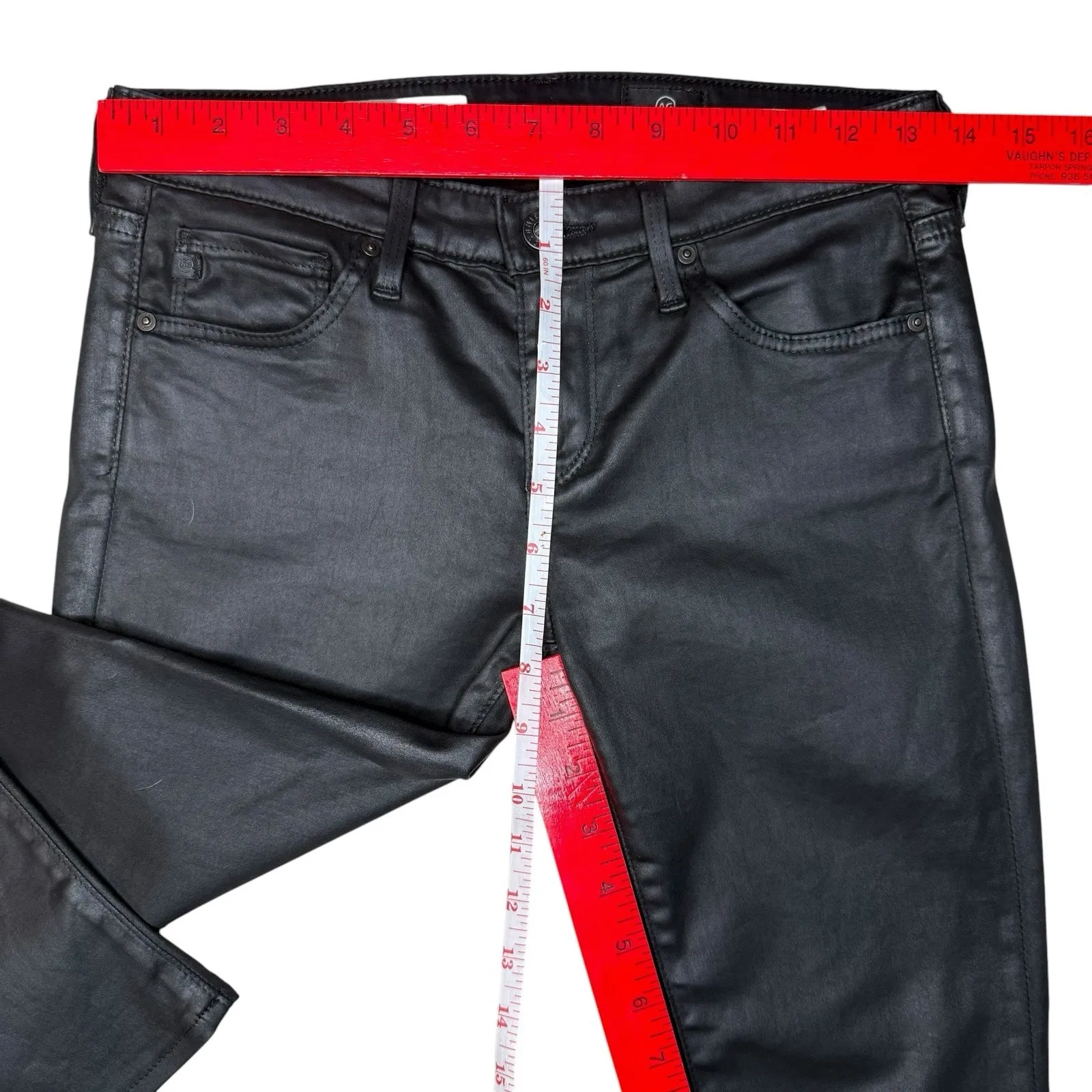 AG Adriano Goldschmied Womens 25 The Legging Ankle Jean Black Coated Leatherette - Image 8