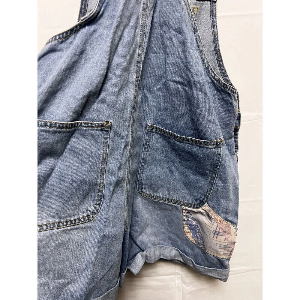 FOREVER 21 Shortalls Size Medium Floral‎ Denim Jean  Shorts M Women's BRH-C - Image 7