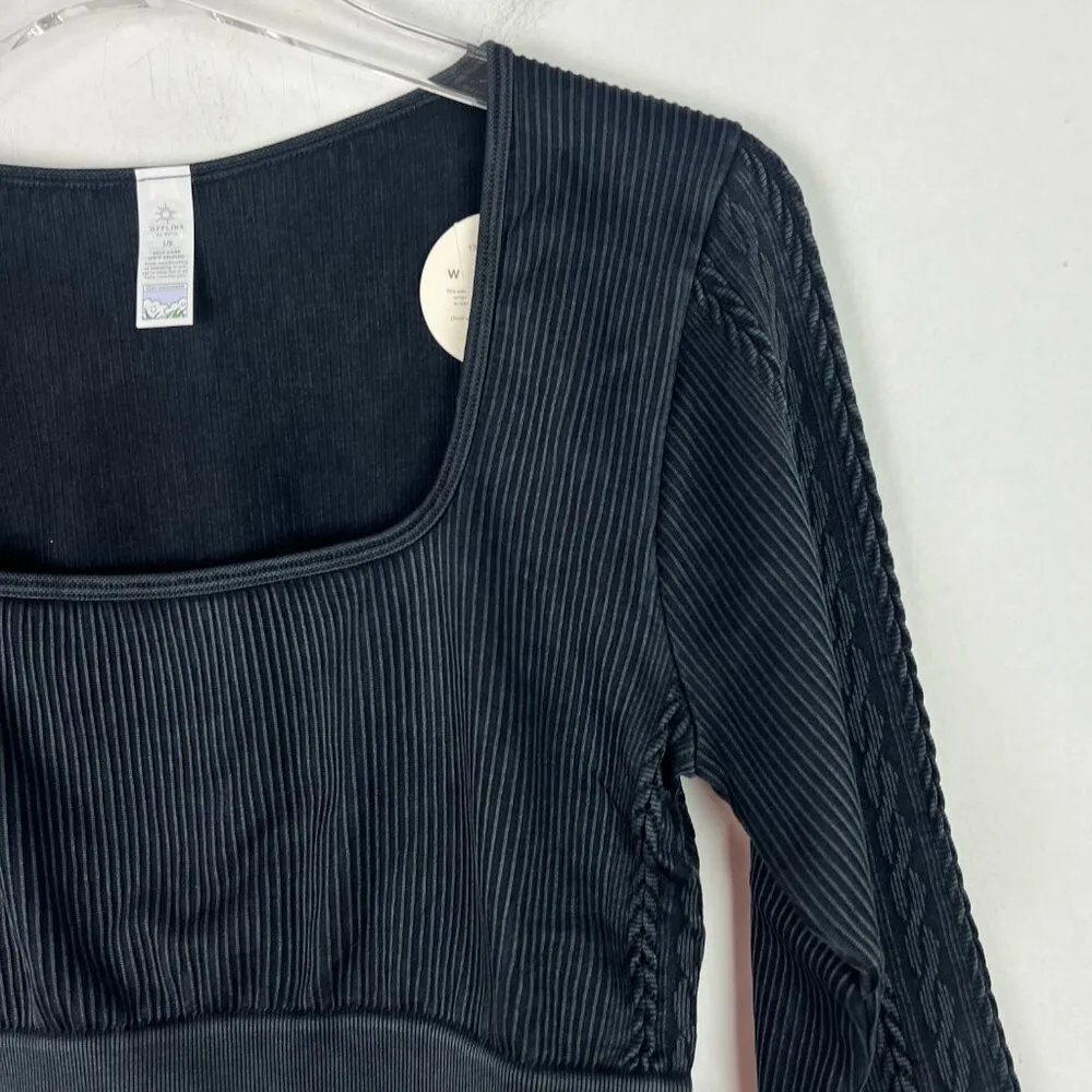 NWT Aerie Offline Seamless Cable Square Neck T-Shirt Long Sleeves Size Large L - Image 4