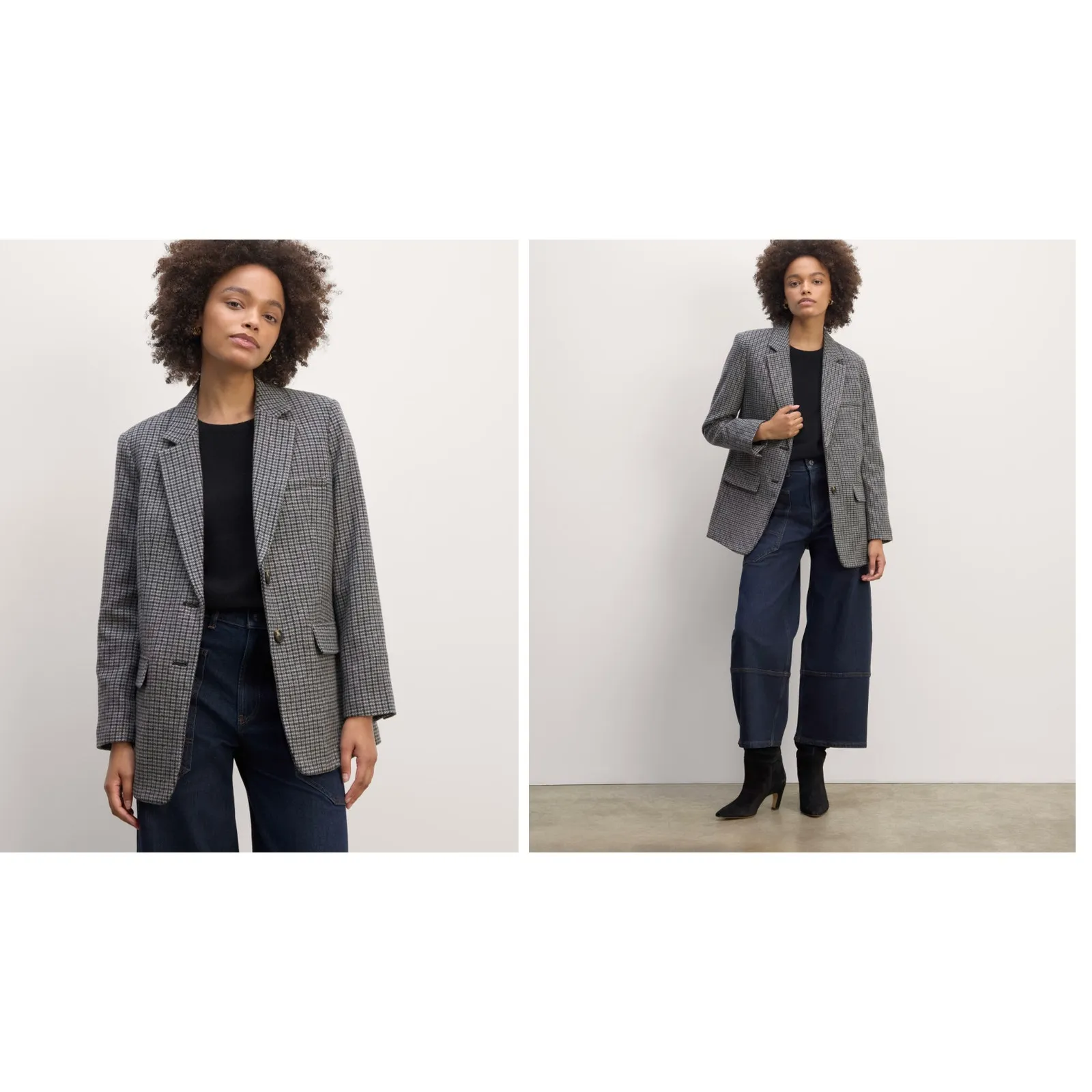 Everlane Gray Wool Houndstooth Oversized Blazer Size 4 - Image 9