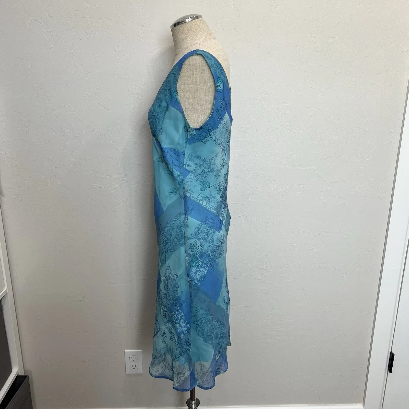 Y2K Vtg Sz 8 Slip Babydoll Dress Fairycore Whimsy Blue Sheer Party Dainty Fairy￼ - Image 5