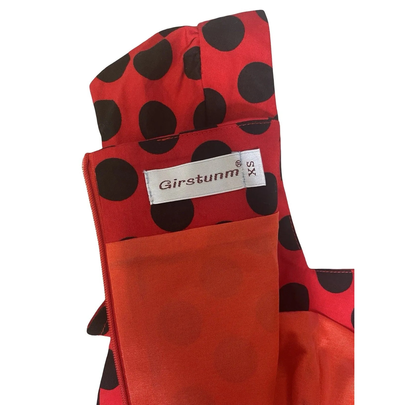 Girstumn Women's Size XS Rockabilly 50's Retro Red & black Poka dots Dress - Image 10