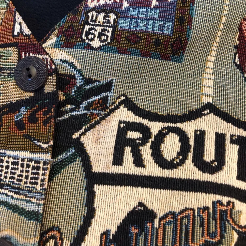 Vintage Venezia Jeans Route 66 Tapestry Style Vest Size 18/20 - Image 7